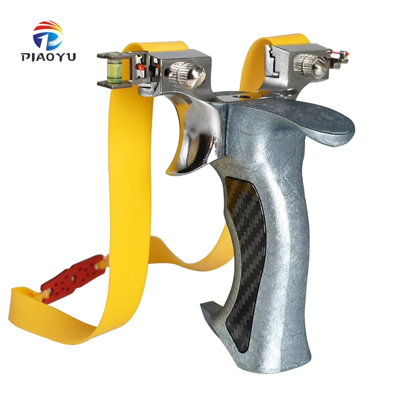 Professional Outdoor Competitive Metal Alloy Slingshot With Flat Rubber Band for Hunting and Shooting Competitions