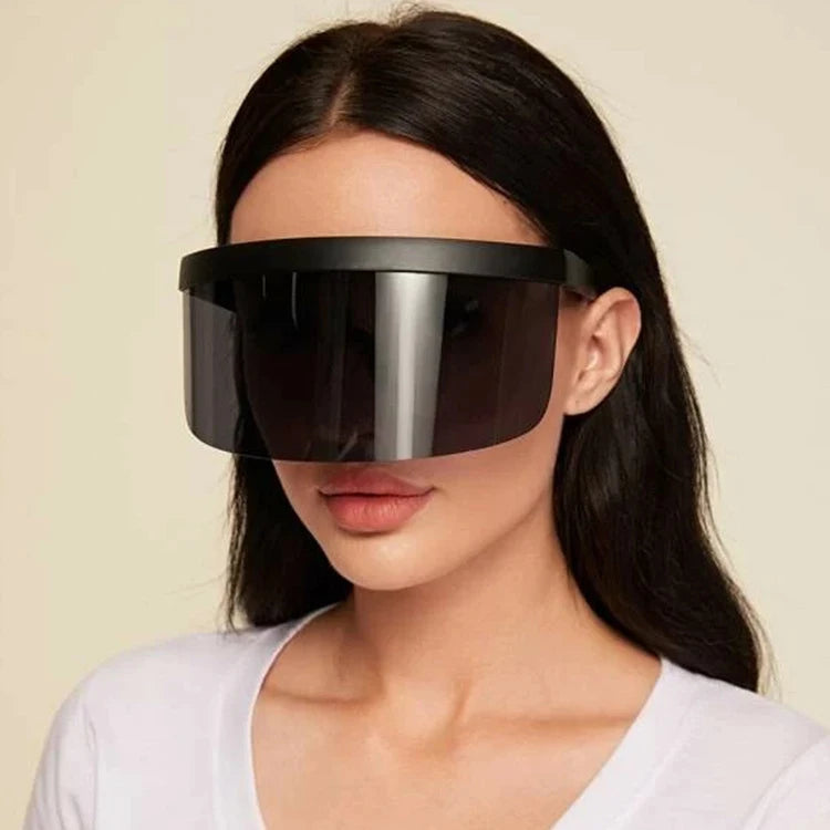 Latest Fashion Women Custom Logo One Piece Oversize Black Vintage Ladies Visor Big Sunglasses Woman
