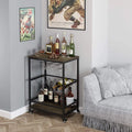 Durable Double-Tier Wooden Kitchen Display Storage Rack Space-Saving Standing Type Iron Wire Wine and Food Organizer