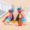 DIY New Fashion Candy Color Pom Pom Tassel Keychain Fake Rabbit Fur Ball Key Chain Pompon Fluffy Handbag Accessories Keyring