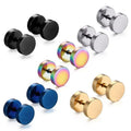 Various Size Colors Punk Style Women Screw Back Stud Earrings Anti-Allergy Stainless Steel Simple Dumbbell Barbell Anniversary