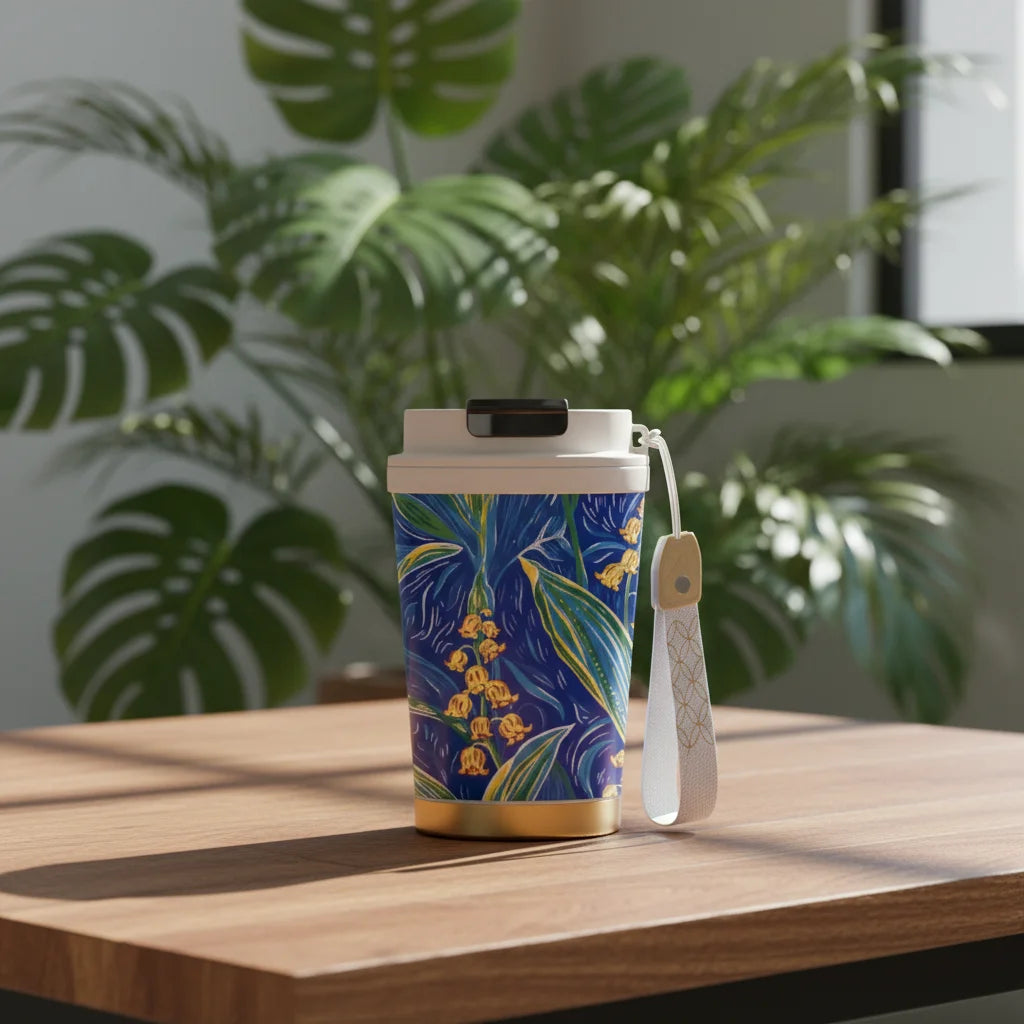 Modern Custom Style 418ml Ceramic Liner Inner Coated Tumbler Insulated Coffee Mug Keep Cold Warm