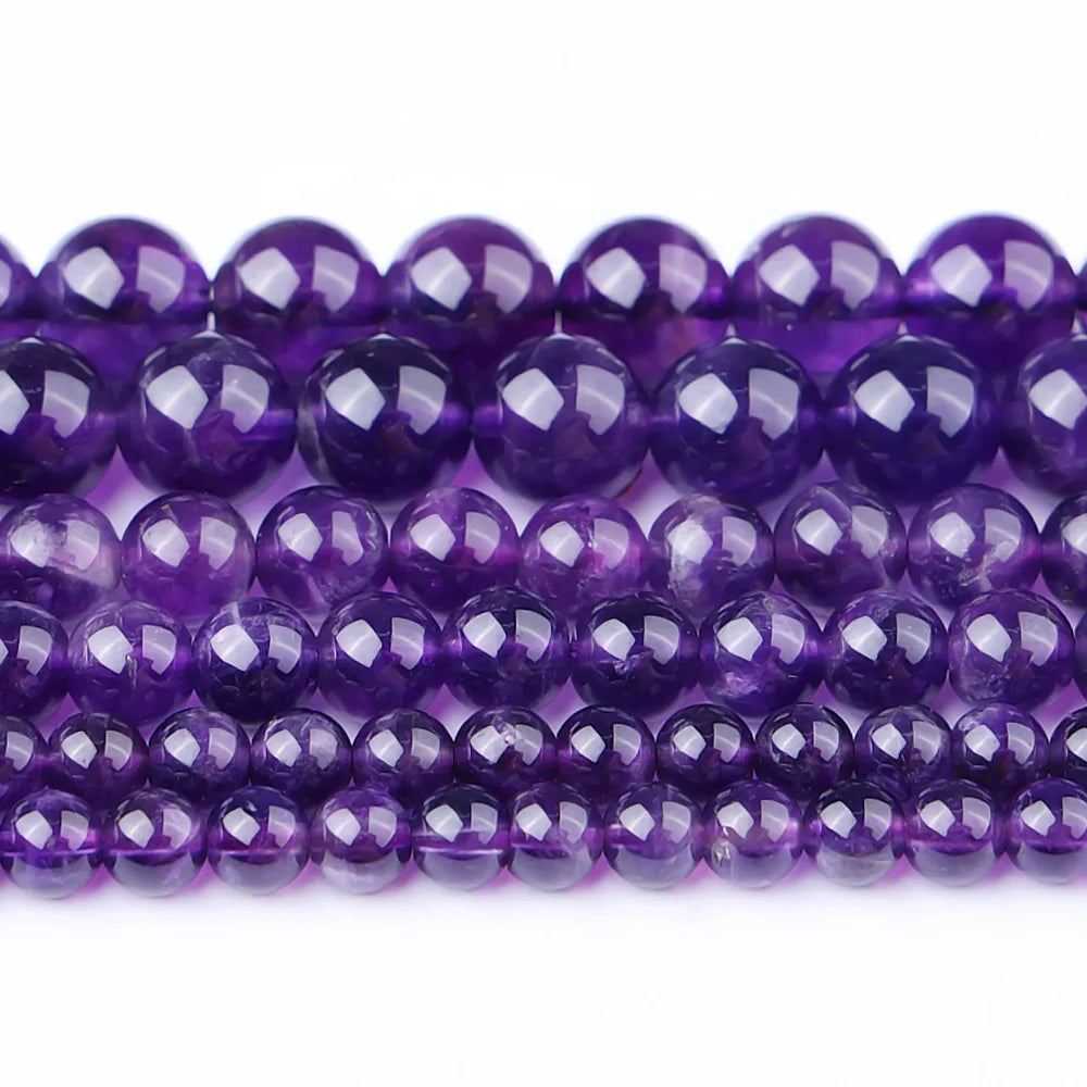 JSES Natural Brazil Dark Amethyst Crystal 4-10mm Loose Stone Beads for Jewelry Making Wholesale Gemstone Quartz Agate Jade Beads