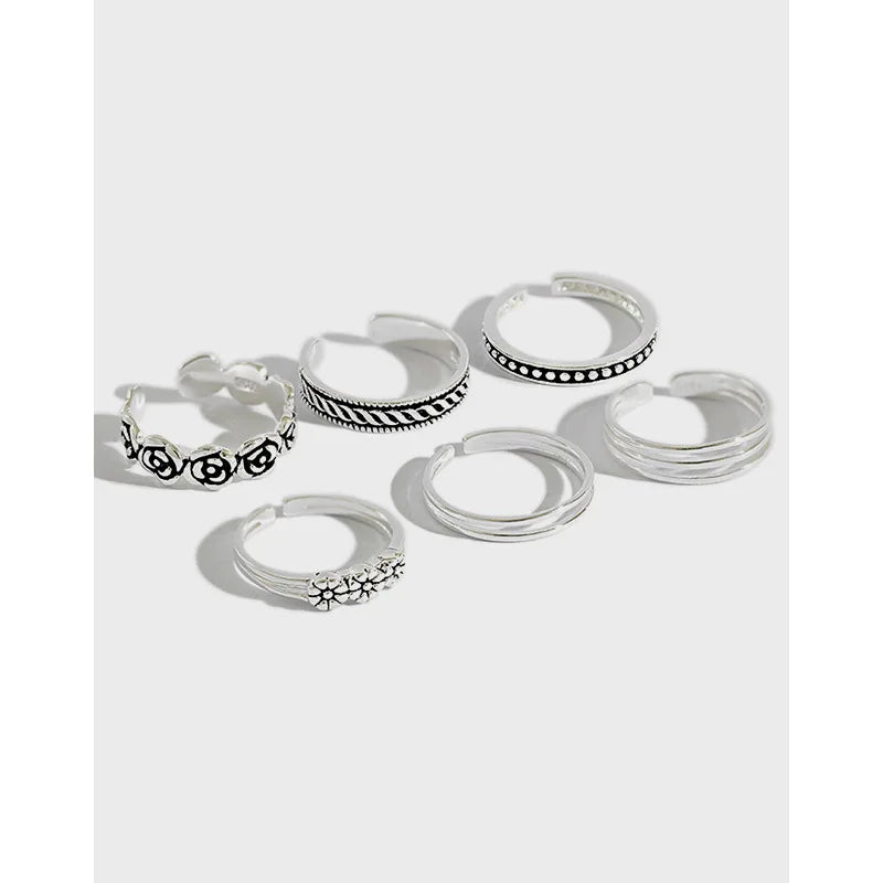 925 Sterling Silver Smart Ring Collection Characteristic Vintage Adjustable Ring Fine Jewelry Rings for Women Girls Gift