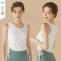 New Arrival Breathable Quick Drying Yoga Vest With U-shaped Neck Side Drawstring Jogging Vests