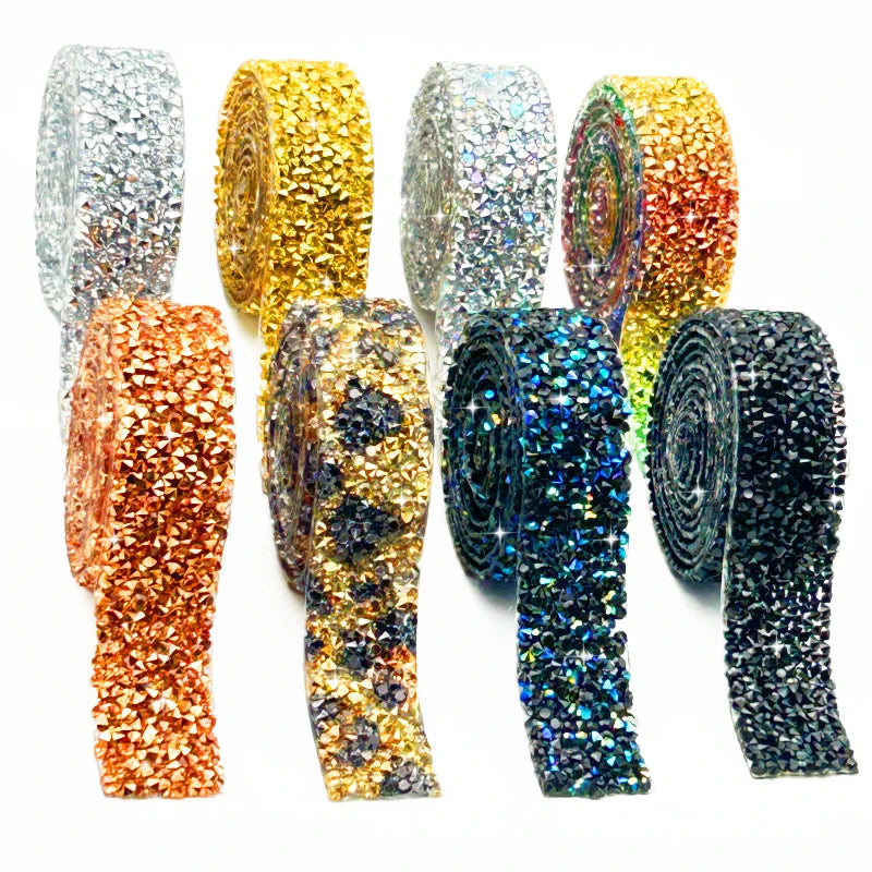 Hotfix Leopard Print Iron-On Rhinestone Ribbon Strip Applique Popular Style for Wedding Dresses Bags Shoes