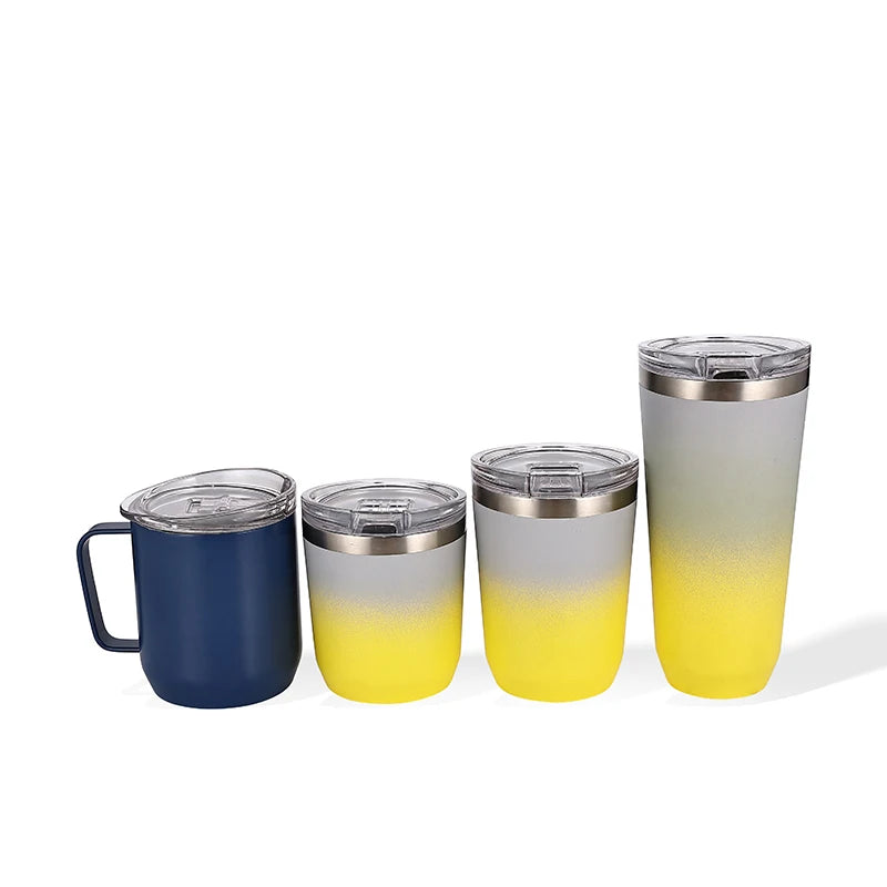 2025 New Colors Stainless Steel Tumbler Double Colour Coffee Cup with PP Lid Travel Mug