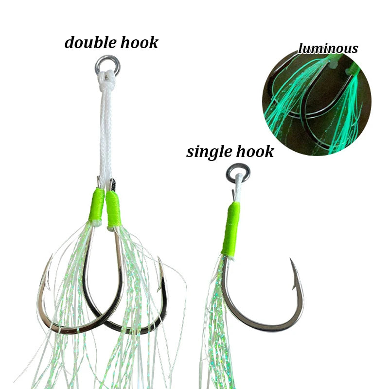 High Strength Carbon Steel Slow Jigging Assist Hooks High Carbon Steel Anti Corrosion Fishing Jig Hooks