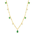 Green Pendant Necklace Stainless Steel Emerald Stone Zircon Charm Chain Fashion 18k Gold Plated Jade Crystal Jewelry