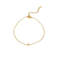 Wholesale Exquisite 18k Gold Plated Stainless Steel Bracelet Jewelry Gifts Waterproof Thin Chain Cross Bracelet
