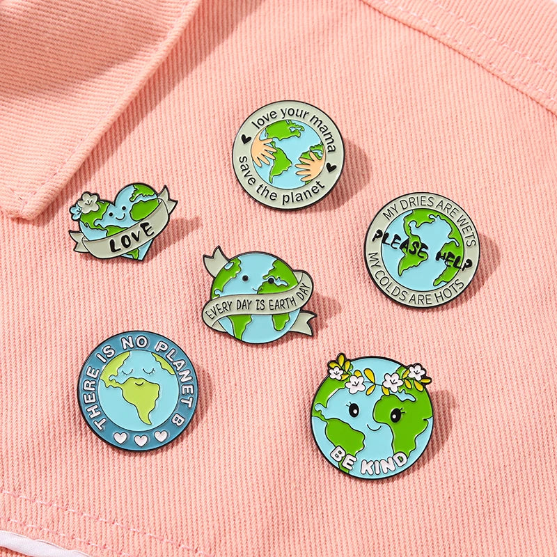 Save Planet Enamel Pins Everyday Is Earth Day NO PLANET B Recycle Green Lapel Brooch Oppose Global Warming Badge Environmental