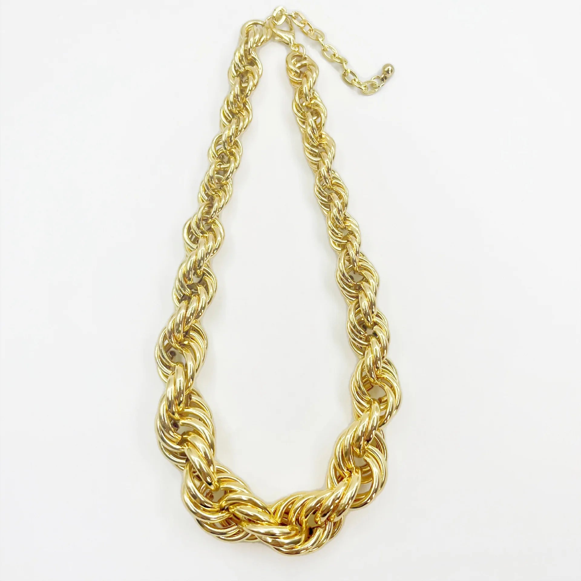 Meetyoo Hot Sale Alloy Rope Chain Necklace Thick Big 18K Gold Plated Waterproof Non Tarnish Chain Necklace for Women