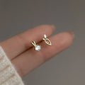 Fashion 925 Sterling Silver Asymmetrical CZ Carrot Rabbit Shape Gold Plated Cute Small Stud Earrings Jewelry for Women Girls