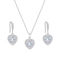 Weiman Women's Rhodium Silver or Yellow Gold Color Heart Shape Purple/Green Zirconia Earrings and Pendant Set for Wedding