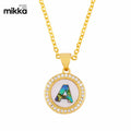 SY Valentine's Day New Cross-border Letter Necklace Round Color Shell 26 Letters Diamond Necklace