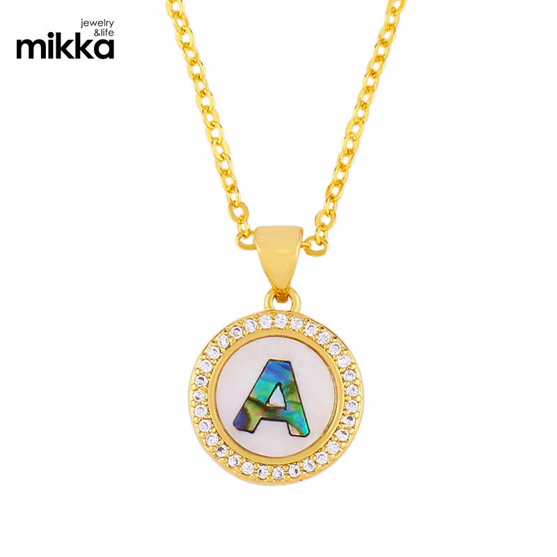 SY Valentine's Day New Cross-border Letter Necklace Round Color Shell 26 Letters Diamond Necklace