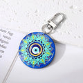 Promotion Boho Ethnic Enamel Turkish Blue Eye Metal Keychain Round Evil Eyes Purse Charms Pendant Evil Eye Key Chain Accessories