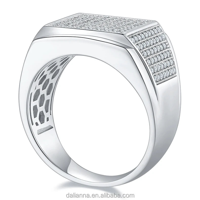 Genuine Moissanite Gra Certificate Vvs D Moissanite 925 Sterling Silver Wedding Men'S Classic Moissanite Ring