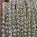 8-9mm Big Hole 2.5mm Hole White Irregular Shape Baroque Pearl Bead Loose Strand for Making Bracelet Necklace