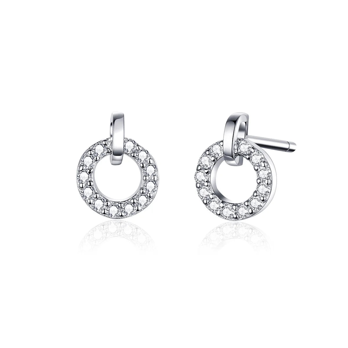 Fashion 925 Sterling Silver Exquisite Circle Round Stud Earrings for Women Stylish Zircon Small Earrings Trendy Jewelry SCE767