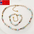 Zooying Natural Stone Women  Shoushan Stone  Multi Color Crystal Beads Bracelet and Necklace