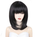 Black Bob Wig with Bangs Synthetic Hair Natural Straight Style High - Temperature Resistant Fiber Ideal for Women's Fashion
