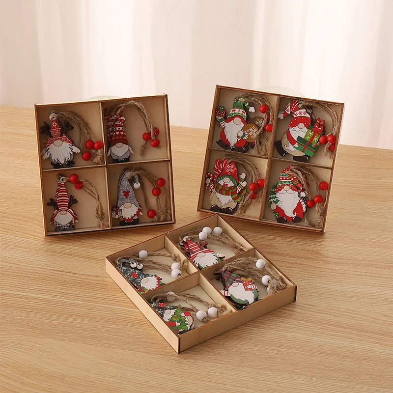New Christmas Decorations Wooden Small Pendants Christmas Tree Pendants 12 Wooden Box Packaging Pendants
