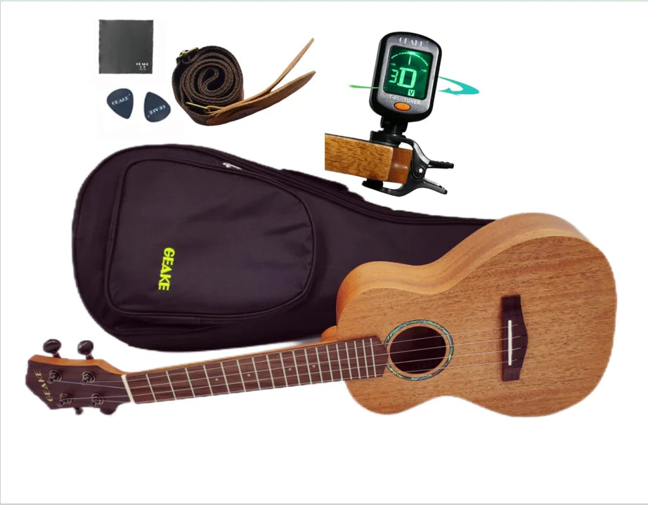 Professional 23-Inch Soprano Ukulele Mahogany Instrument with Nylon String Starter Kit for Beginners-Geake U5 Hawaiian Ukalalee
