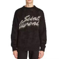 Custom Men's Mohair Fluffy Brushed Knit Sweater for Winter Anti-Wrinkle Logo on Front
