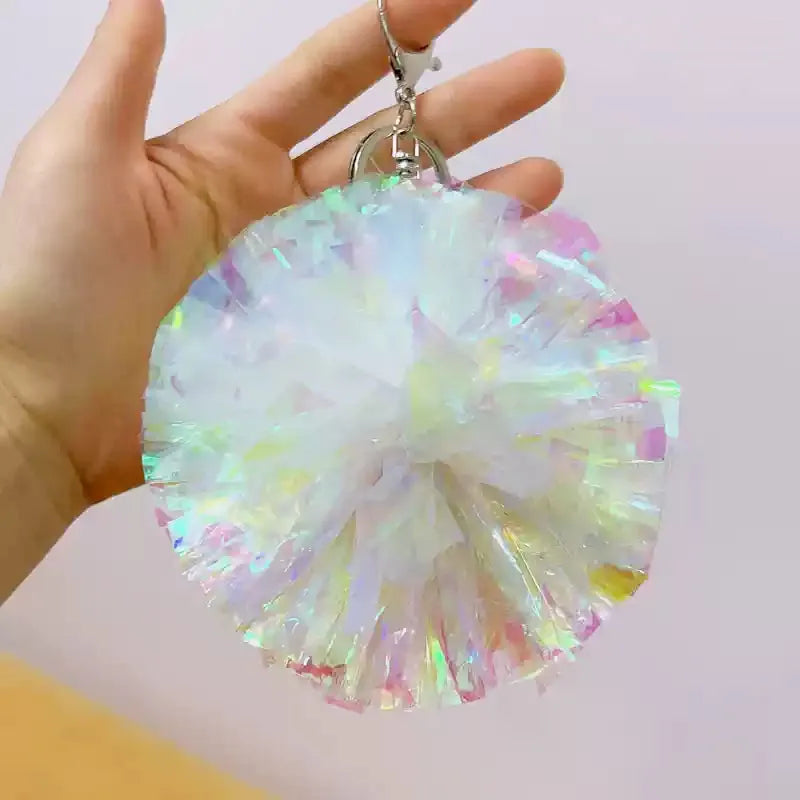 Factory Wholesale Rainbow White pink Orange Green Pom Pom Cheer Keychain Cheer Team Gift Cheerleading Favors