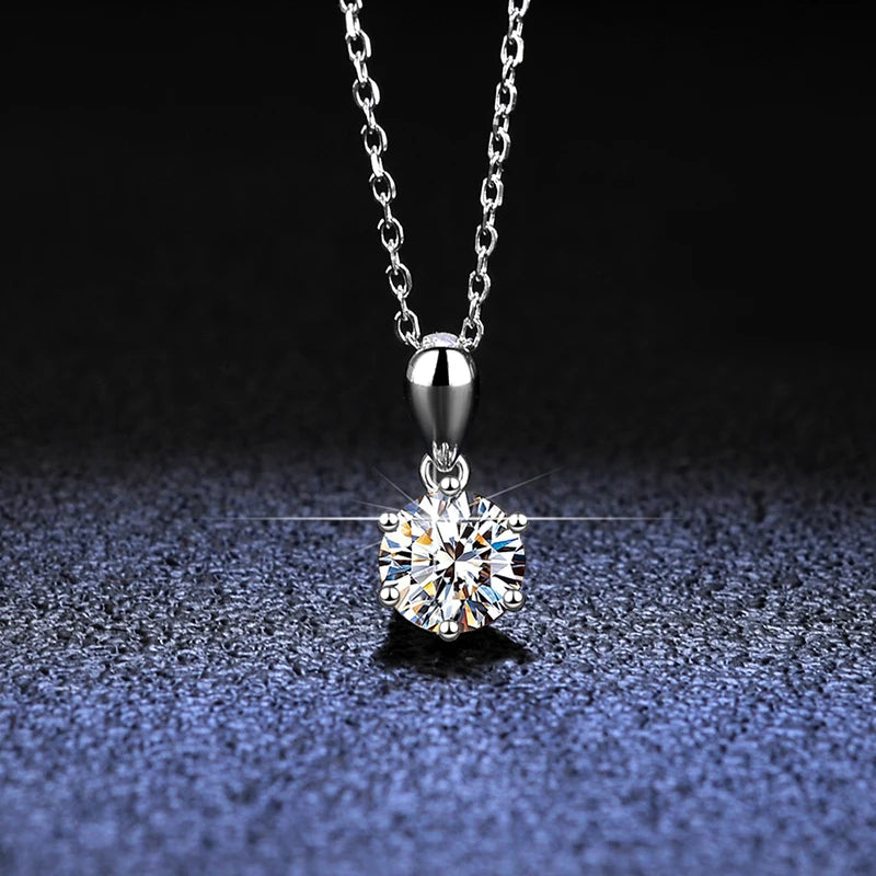 Fashion Jewelry 925 Sterling Silver Platinum Plated Custom Lightning Solitaire Pendant Necklace Chain for Women Brilliant Cut