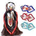 New Arrival Imitated Silk Satin 90cm square Silk Scarf Milk Silk Scarf Luxury Vintage Rudder Anchor Print Wholesale Shawl Kerchief