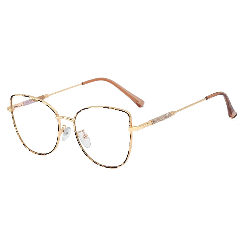 MLM New Fashion Luxury Woman Glasses Metal Cat Eye Optical Shades Anti-Blue Light Eyeglasses Frame