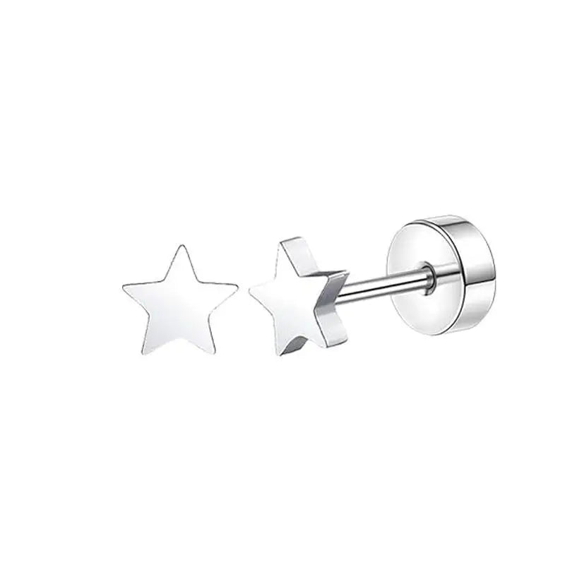 Silver Color Stainless Steel Earrings for Girls Fashionable Cute Star Heart Butterfly Moon Ear Studs Women's Jewelry