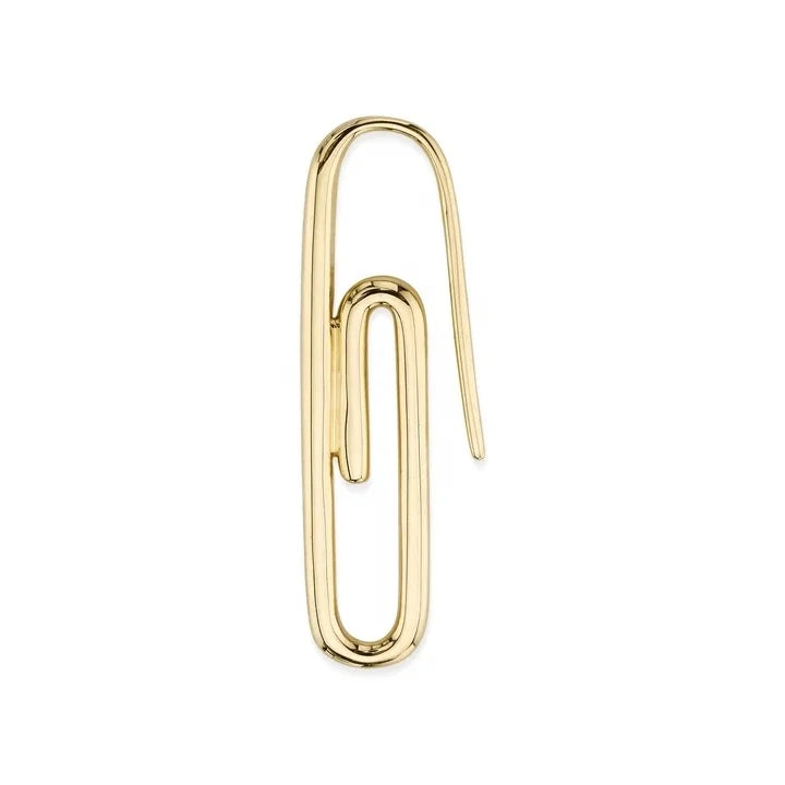 LOZRUNVE 925 Sterling Silver Plain Gold Plated Fashion Paper Clip Earring Hook