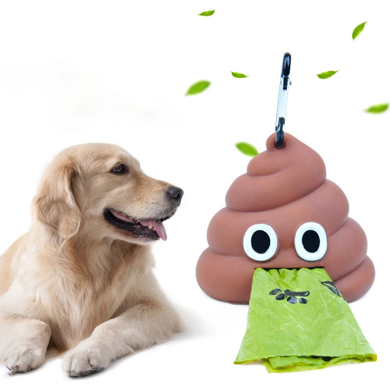 Portable Poop Bags Dispenser for Dogs Cats Soft Silicone Outdoor Storage Box in Poop Shape Designer Pet Waste Disposal Tools