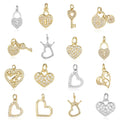 Beimai OEM Accessories Heart Lock Key Copper Zircon DIY Jewelry Pendant Charms for Jewelry Making