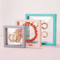 Bracelet Display Frame Box Square Shape 9x9x2cm Transparent PE Film Clear Window Jewelry Box for Necklace Earrings Coins Press