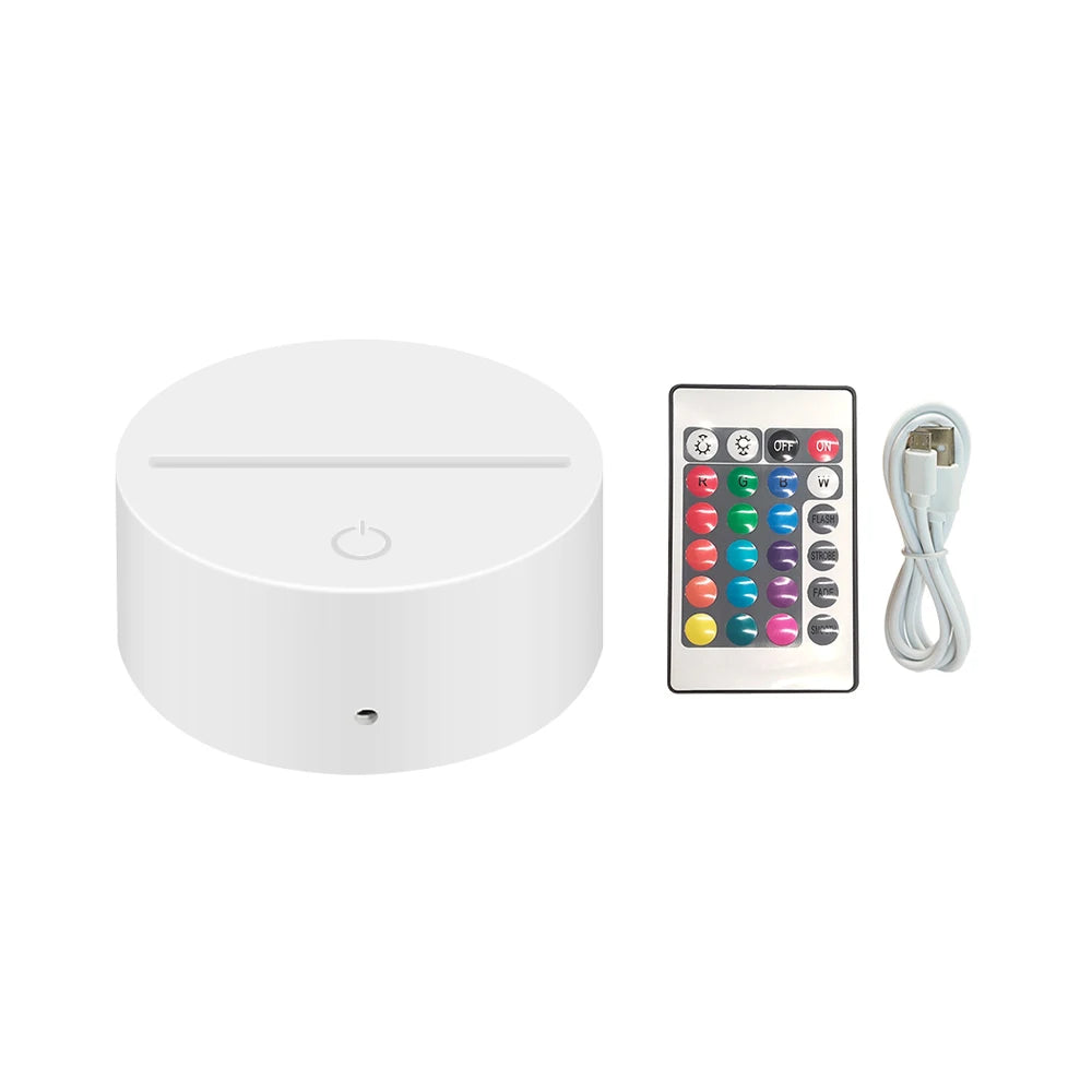 Quality Choice Creative 16 Color USB Portable Mini 3d Led Night Smart Rechargeable Decorative Acrylic Led Lamp