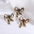 Vintage Jewelry Large Bowknot Crystal Brooch Pin Colorful Rhinestone Bow Brooches for Women