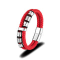 Luxury Jewelry Braided Leather Man Bracelet Engrave Logo Man Leather Bracelet Stainless Steel Man Leather Jewelry