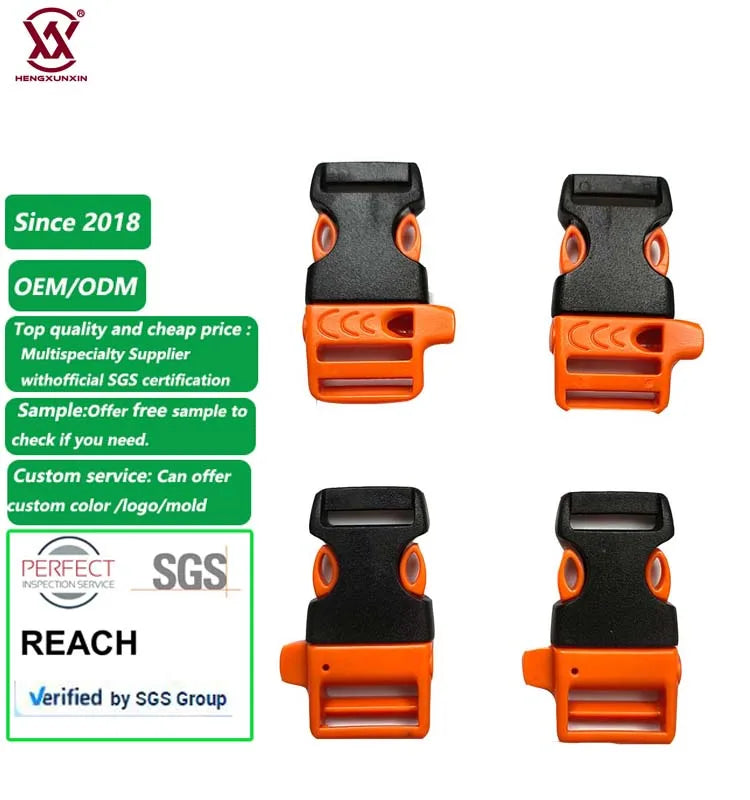 Good Quality Nylon Pom 20mm Webbing Plastic Buckle Whistle Professional Outdoor First Aid Situation Backpack Accessories