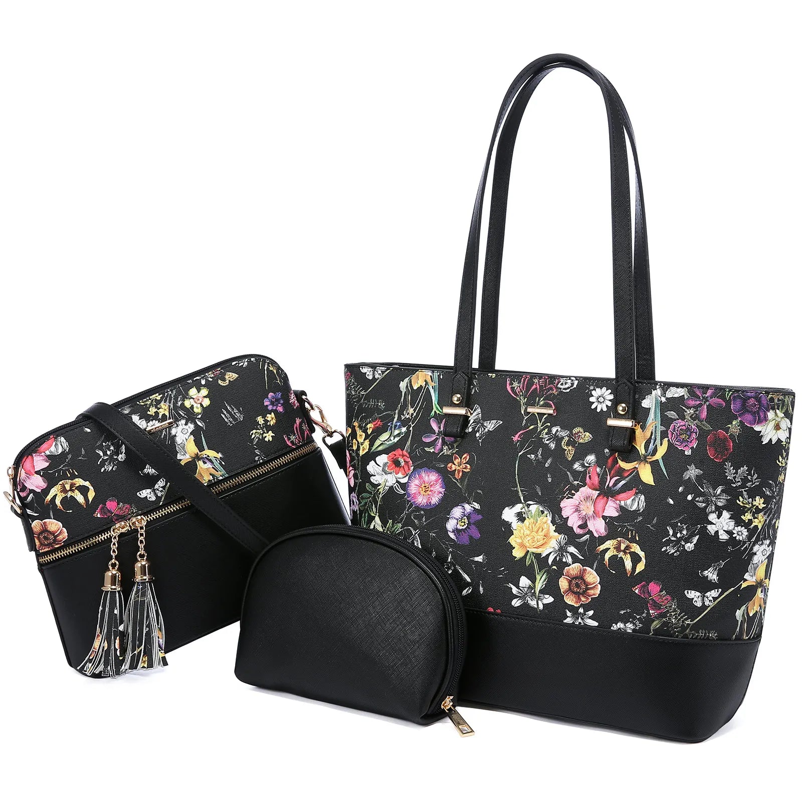 REALER Brand Custom Fashion 3 Pieces Set Purses and Handbags Women Hand Bags Ladies Tote Bags With Custom Printed logo