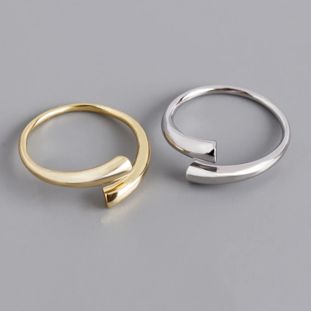 High Quality Fashion 925 Silver Plain Simple Irregular Rings Jewelry 18K Gold Plated Sterling Silver Rings for Women