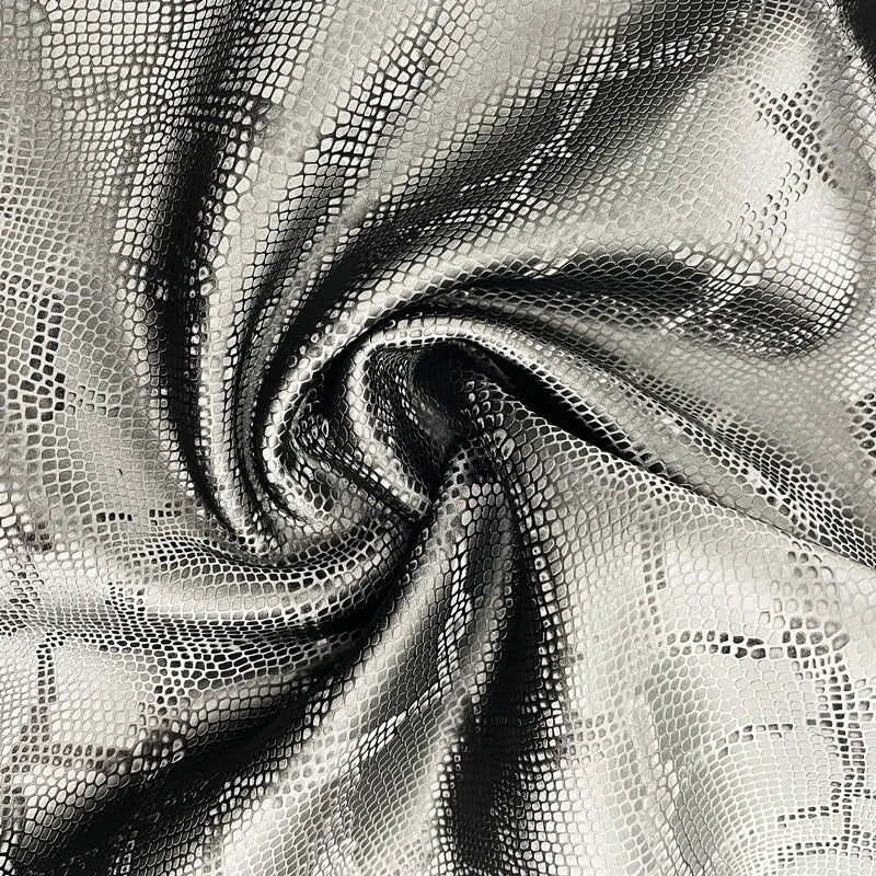 PFAS FREE Python Snake Pattern PU Leather Fabric Stretch Leather Fabric Designer Faux Leather for Dress Pants Jackets Customized