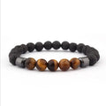 Fashion Man 8mm Tiger Eye Stone Beads Black Onyx Grind Arenaceous Bracelet Elastic Natural Stone Bracelet