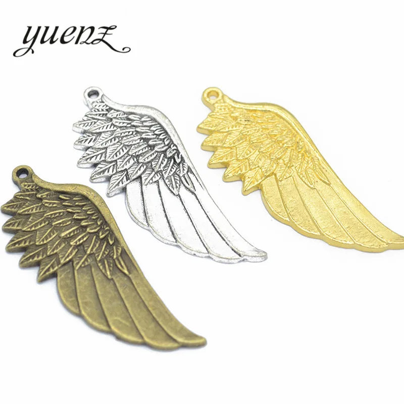 YuenZ 3 Color Antique Bronze Wing Charm Fit for Bracelets Necklace Pendant DIY Metal Jewelry 56*22mm D414