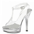 New Transparent Crystal Bottom 13 cm Thin Heel Pole Dance High Heels Club Party Fashion Leaky Toe Platform Leaky Toe Sandals