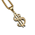 Fashion Iced-out Sign Cool Diamond Jewelry Charm Stainless Steel Zircon Dollar Hiphop Pendant Necklace