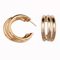 HANSIDON Fashion Personality European Women Jewellery Gold Plated Zinc Alloy Multi Layered C Shaped Hoop Earrings